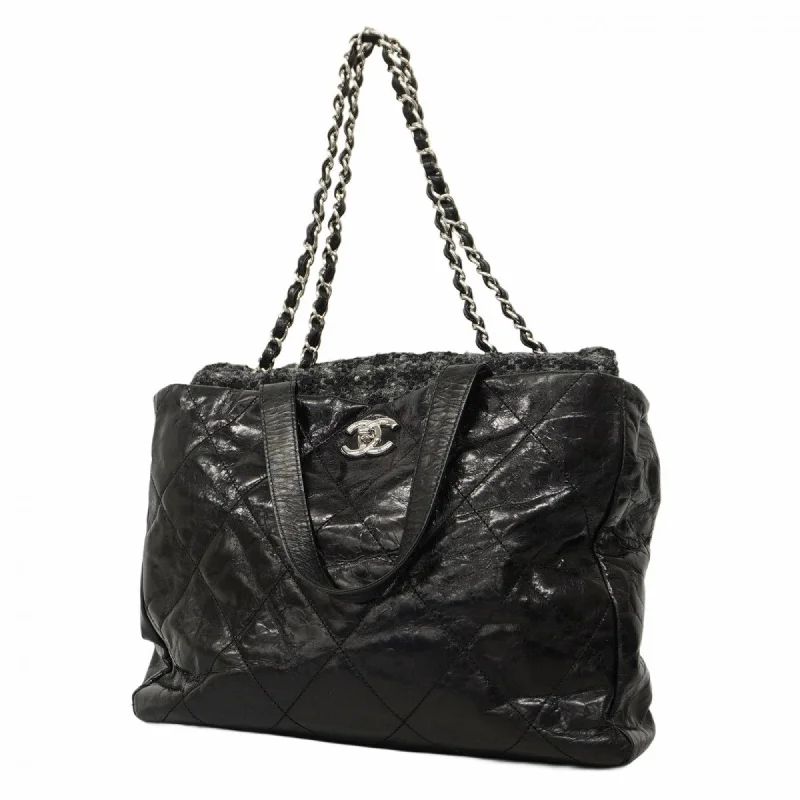 Vegan leather handle bags for eco-friendly chic -Chanel  Leather Tweed Tote Bag (Pre-Owned)