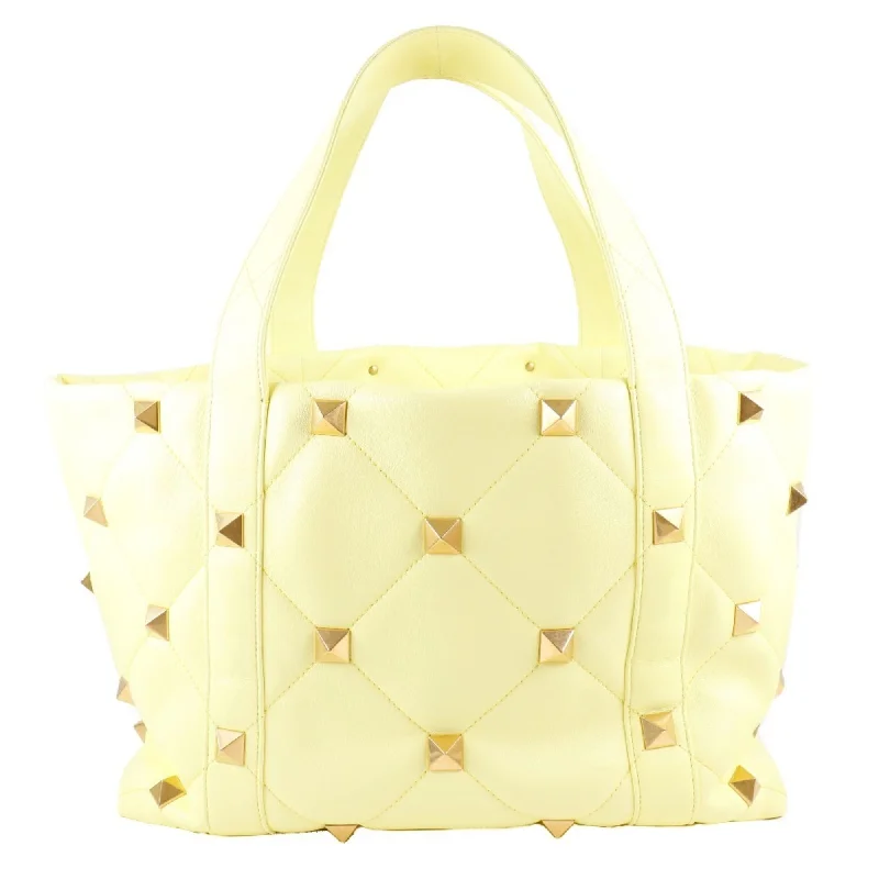 Handle bags with playful patterns for fun -Valentino  yellow Leather Tote Bag (Pre-Owned)