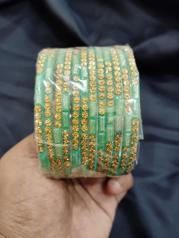 Bangles with vintage oxidized silver for charm -Appealing Light Green Color Unique Design Glass Bangles For Women