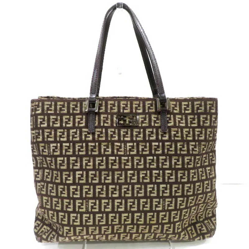 Handle bags with spacious interiors for storage -Fendi Zucca  Zucca Handbag Tote Bag (Pre-Owned)