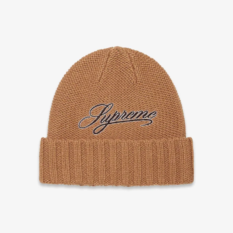 Retro cap with faded wash finish -Supreme Beanie 'Script Logo' Tan (FW21)