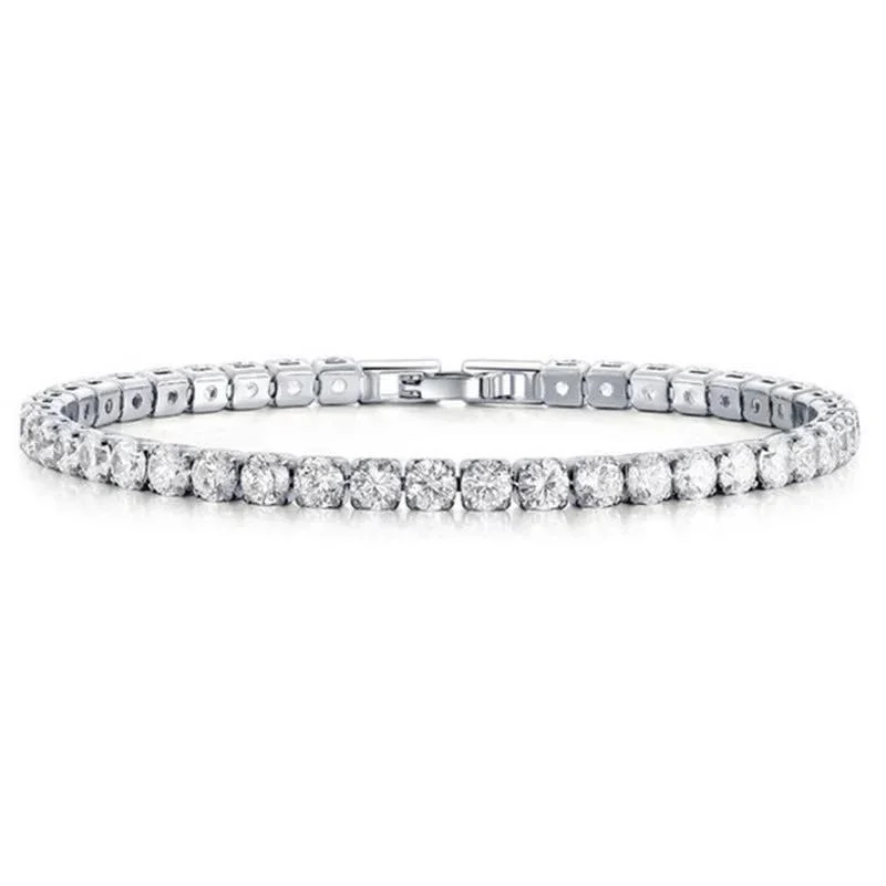 Thin bangles perfect for layering multiple styles -Amelia Cubic Zirconia Single Row Tennis Bracelet