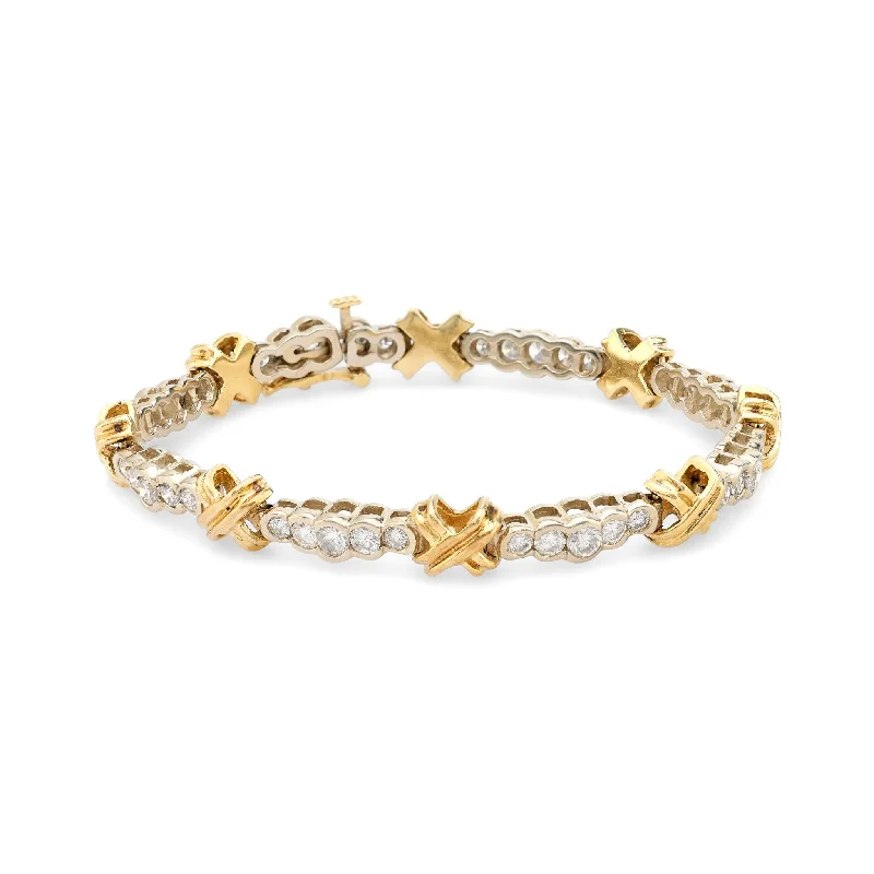 Thin bangles perfect for layering multiple styles -Vintage 3.70 carat total weight diamond 14k gold bracelet