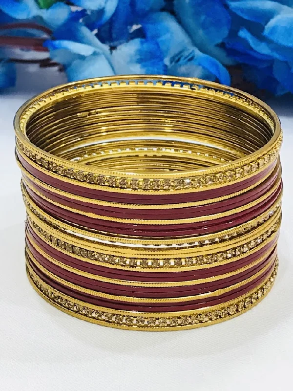 Bangles with agate slices for earthy look -Stunning Red Color Smooth Finishing Metal Bangles For Women