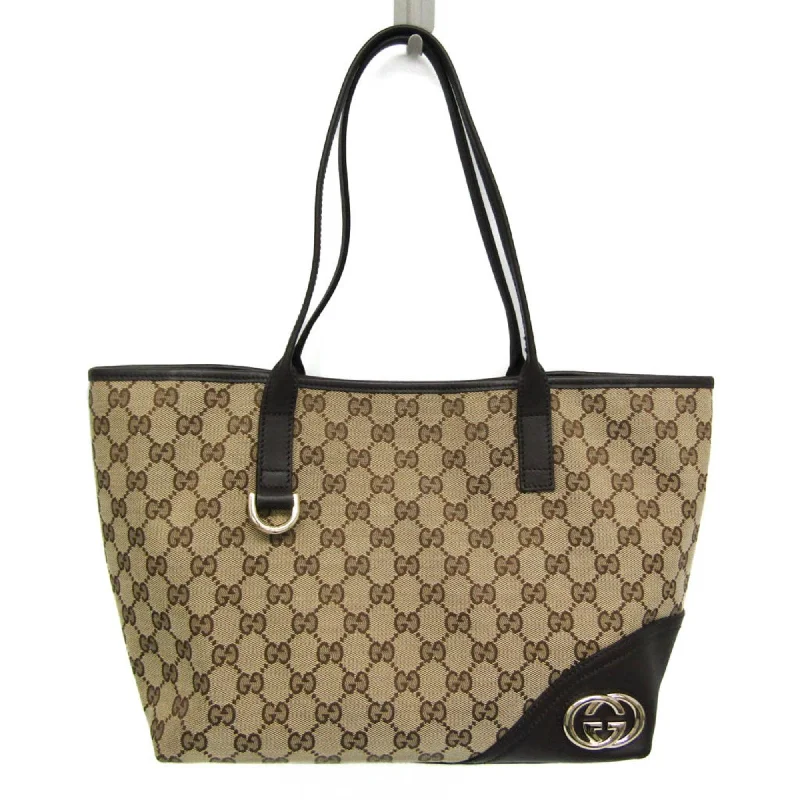 Handle bags with bold stripes for trendiness -Gucci Gg Canvas    Canvas Leather Tote Bag (Pre-Owned)