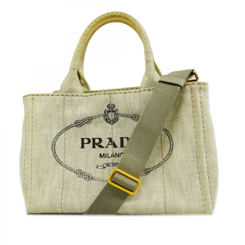 Handle bags with sturdy leather grip accents -Prada   Canvas Tote Bag (Pre-Owned)