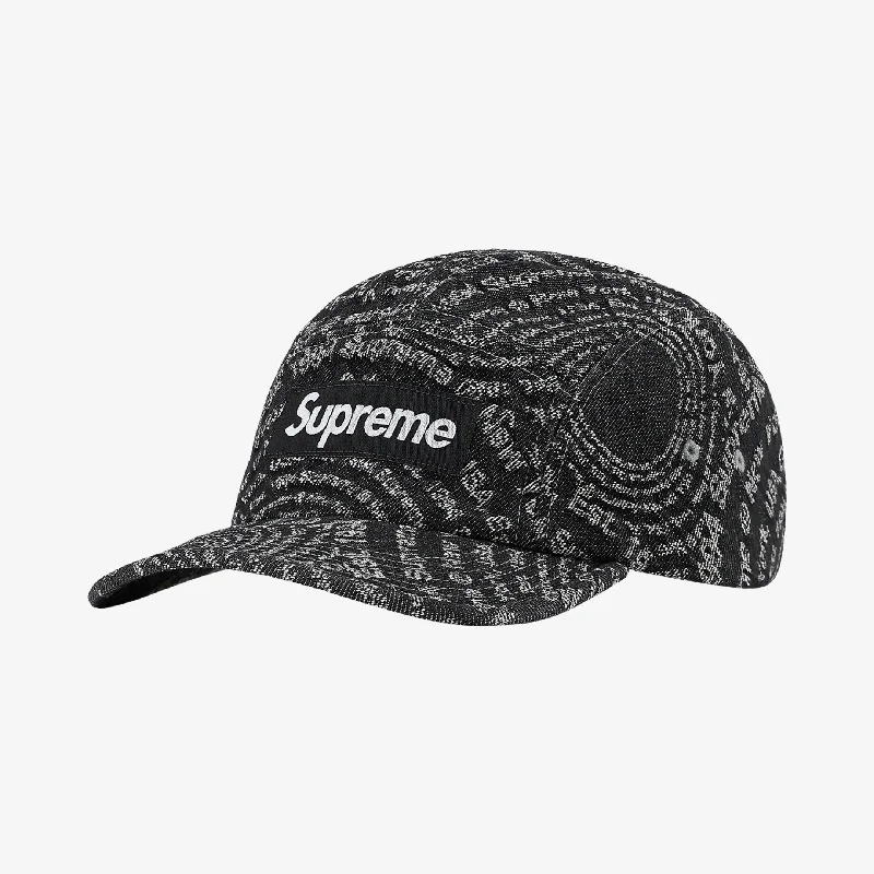 Adjustable snapback cap for easy fit tweaks -Supreme Denim Camp Cap 'Circles Jacquard' Black (FW21)