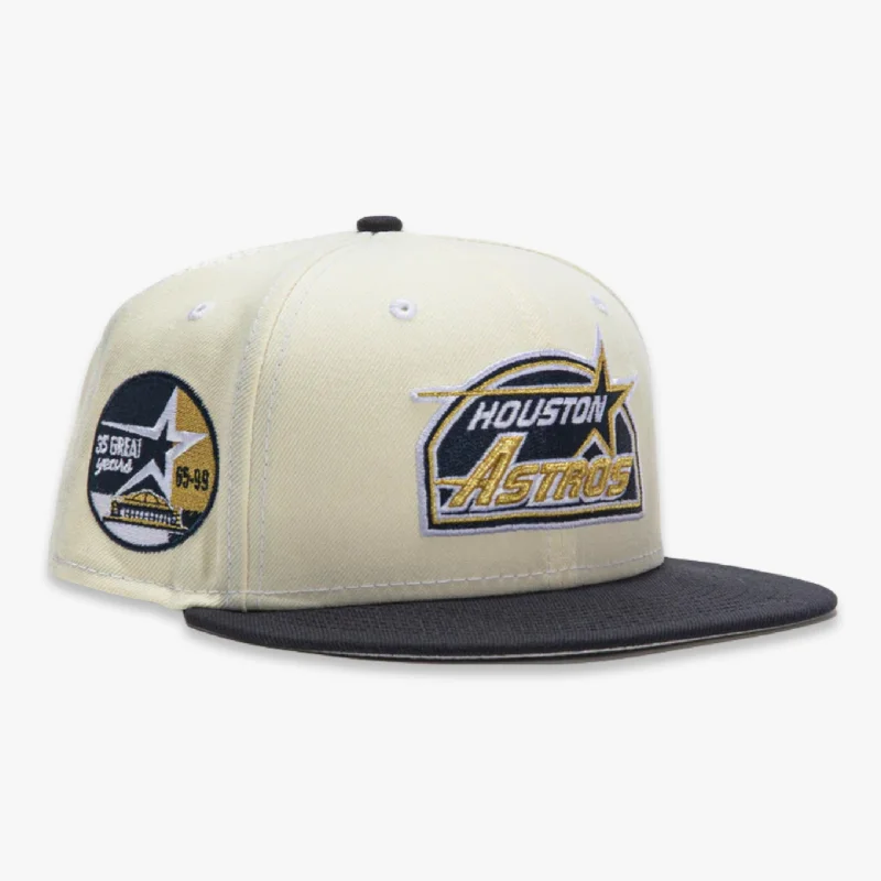 Black snapback cap for sharp modern looks -New Era x MLB White Dome 'Houston Astros 35th Anniversary' 59Fifty Patch Fitted Hat (Hat Club Exclusive)