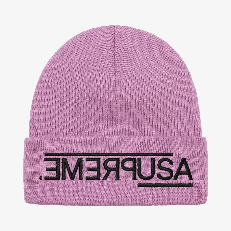 Bright cap for fun festival outfits -Supreme Beanie 'USA' Violet (FW21)