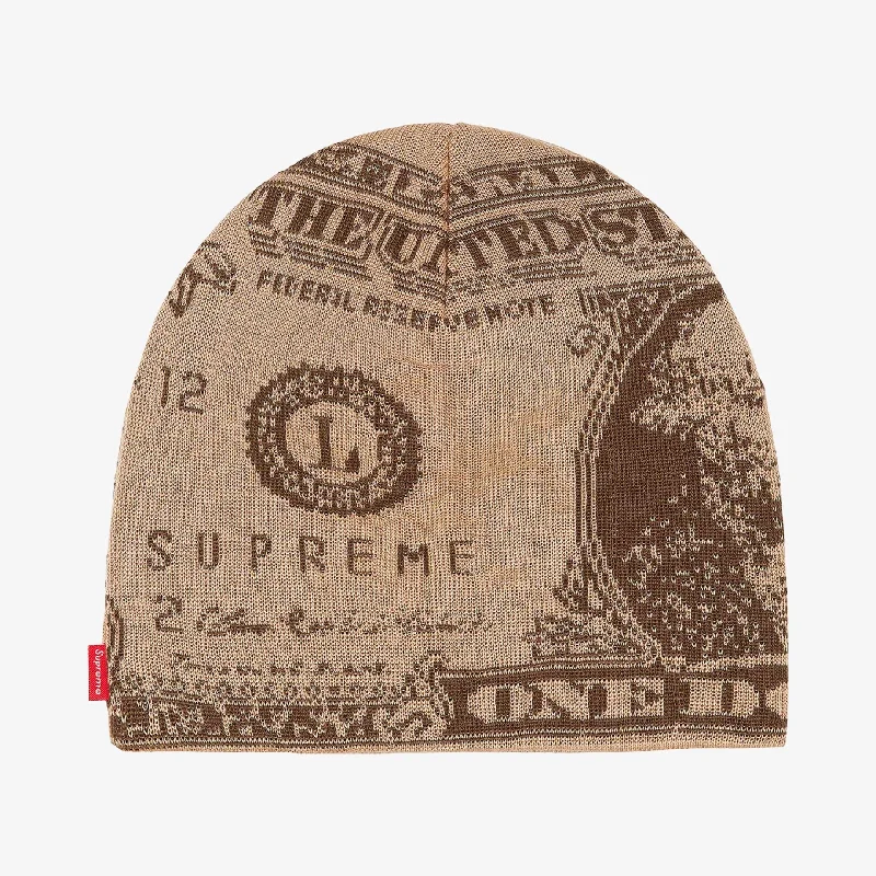 Designer cap for high-end brand appeal -Supreme Beanie 'Dollar' Tan (FW21)