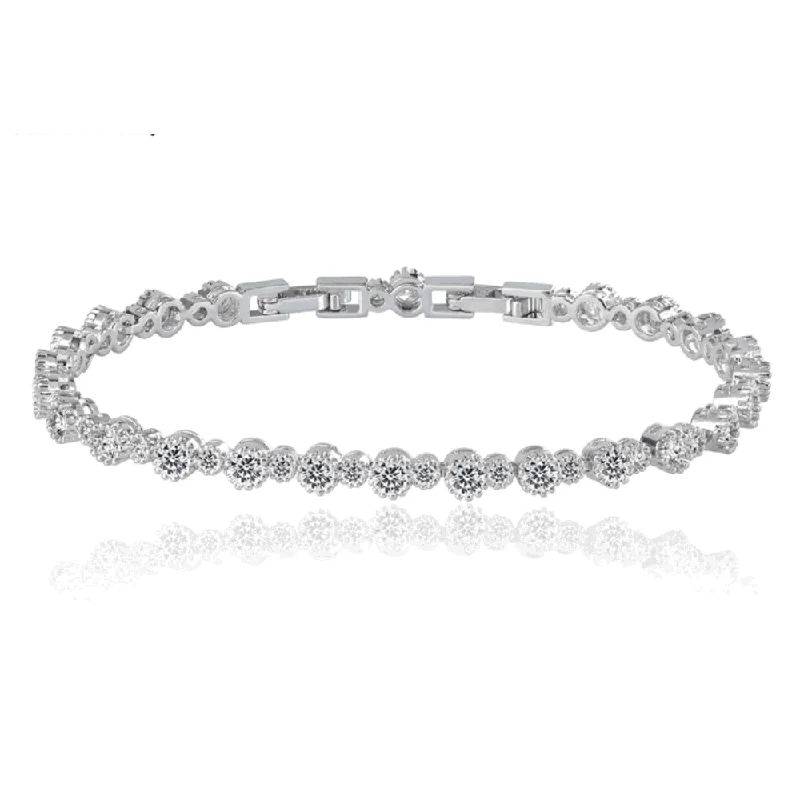 Bangles with polished jade for smooth calm -Round Cut Cubic Zirconia Tennis Bracelet with Round Cut Cubic Zirconia