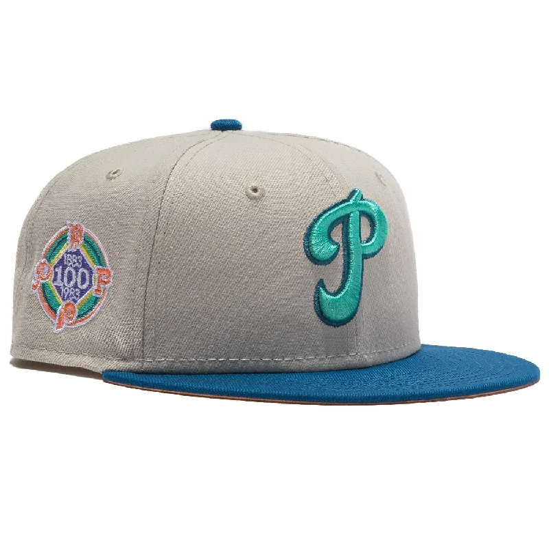 Lightweight sports cap with UV protection -New Era x MLB Ocean Drive 'Philadelphia Phillies 1980 World Series' 59Fifty Patch Fitted Hat (Hat Club Exclusive)