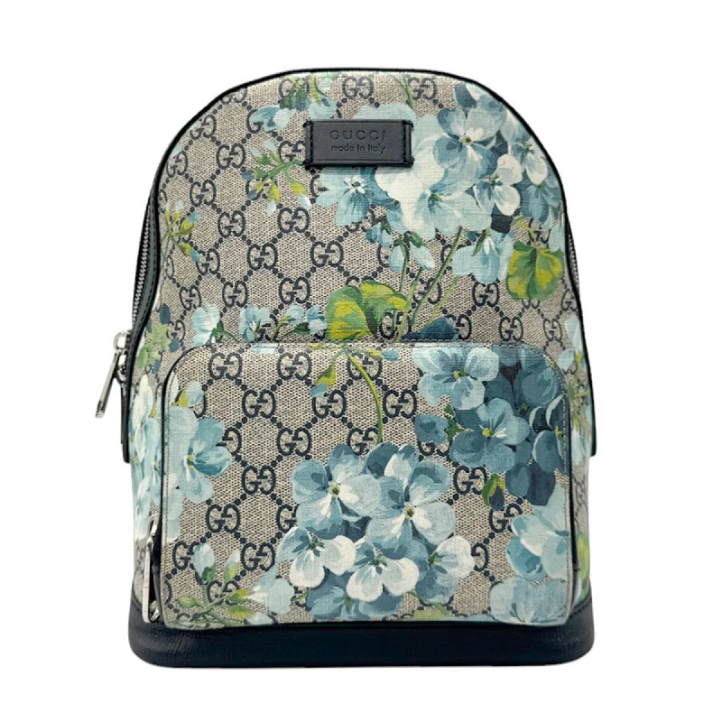 Handle bags with floral prints for spring -Gucci  blue Navy Gg Supreme Backpack (Pre-Owned)