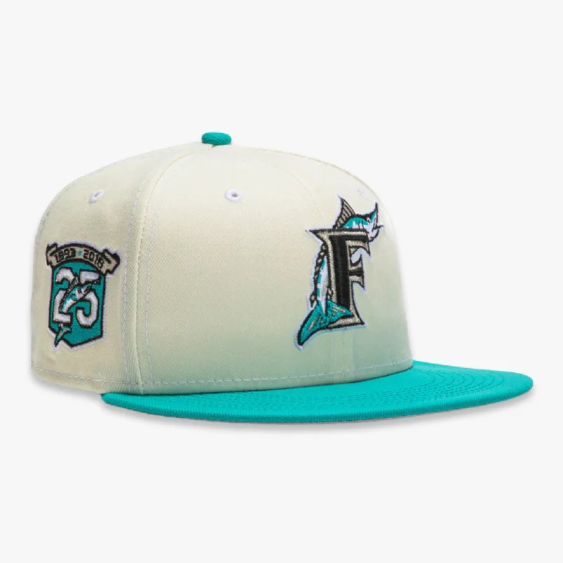 Durable dad cap for relaxed weekend outings -New Era x MLB White Dome 'Miami Marlins 25th Anniversary' 59Fifty Patch Fitted Hat (Hat Club Exclusive)