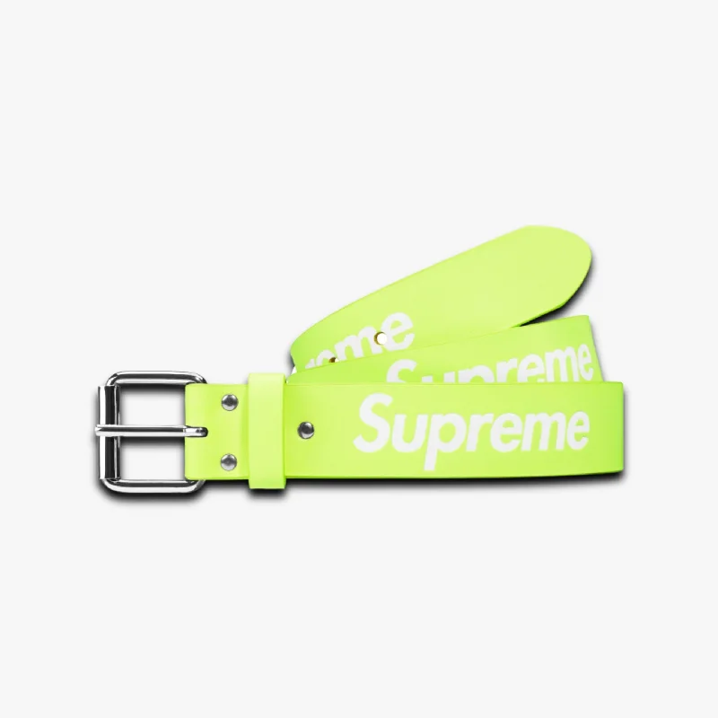 Embroidered cap with personalized name design -Supreme Repeat Leather Belt Fluorescent Yellow (SS23)