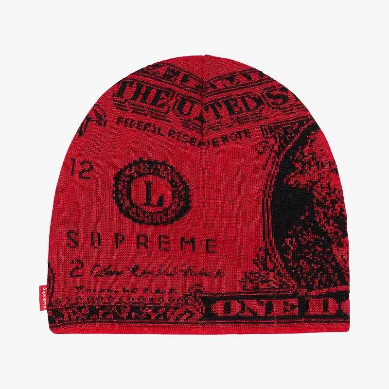 Trucker mesh cap for ventilated cool wear -Supreme Beanie 'Dollar' Red (FW21)