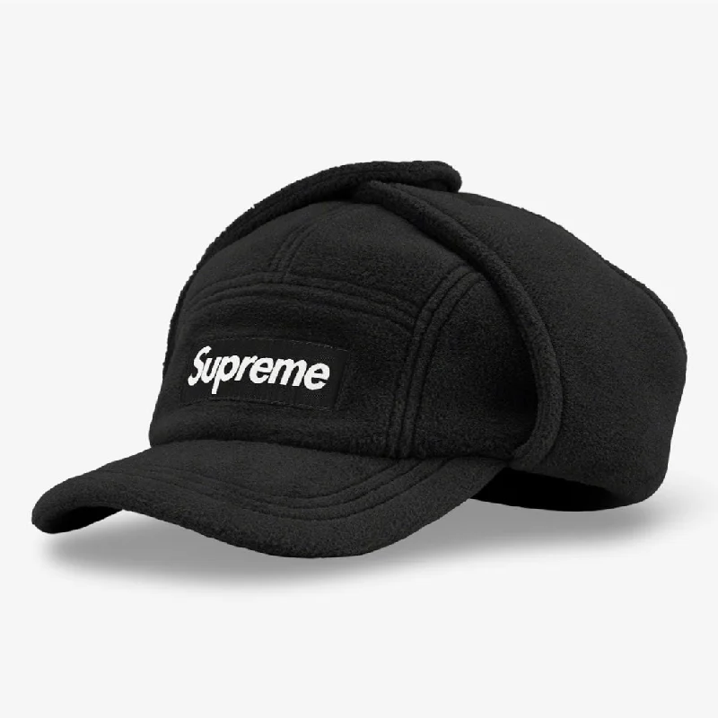 Sports cap with moisture-wicking fabric tech -Supreme x Polartec Earflap Camp Cap Black (FW21)