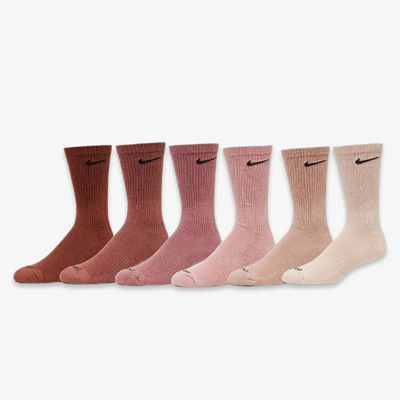 Fitted dad cap for relaxed snug wear -Nike Everyday Plus Cushioned High Training Crew Socks (6 Pack) Multi-Color / Rust Pink SX6897-904