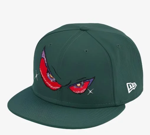 Canvas trucker cap for tough outdoor wear -Supreme x New Era Fitted Hat 'Eyes' Dark Green (FW21)