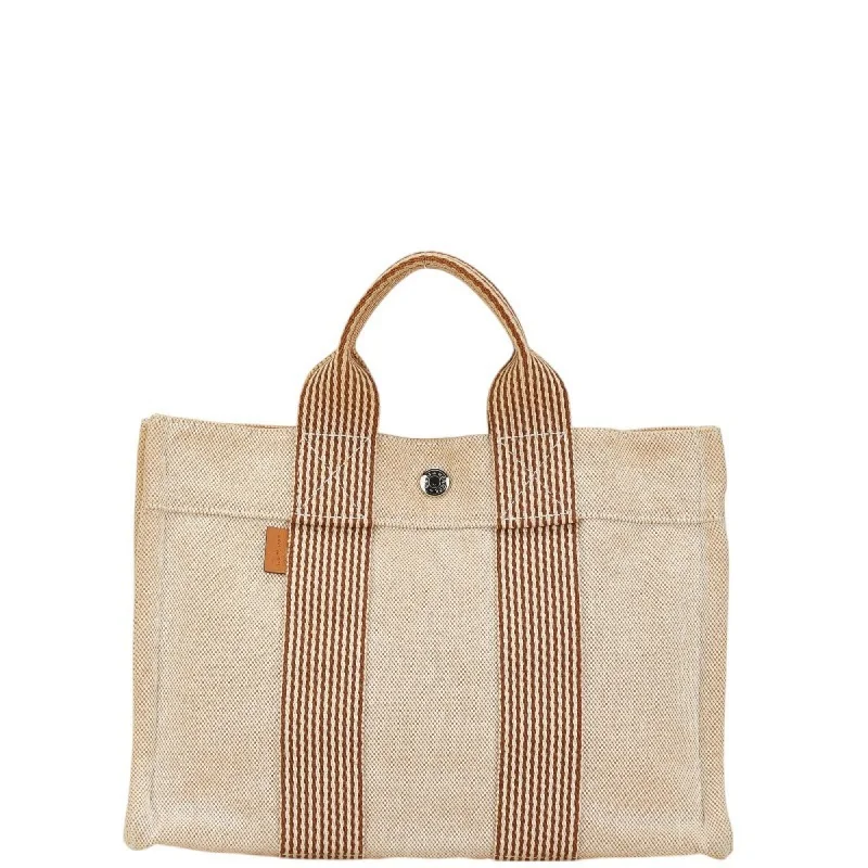 Handle bags with rustic leather for charm -Hermes New Fourre Tout  Canvas Tote Bag (Pre-Owned)