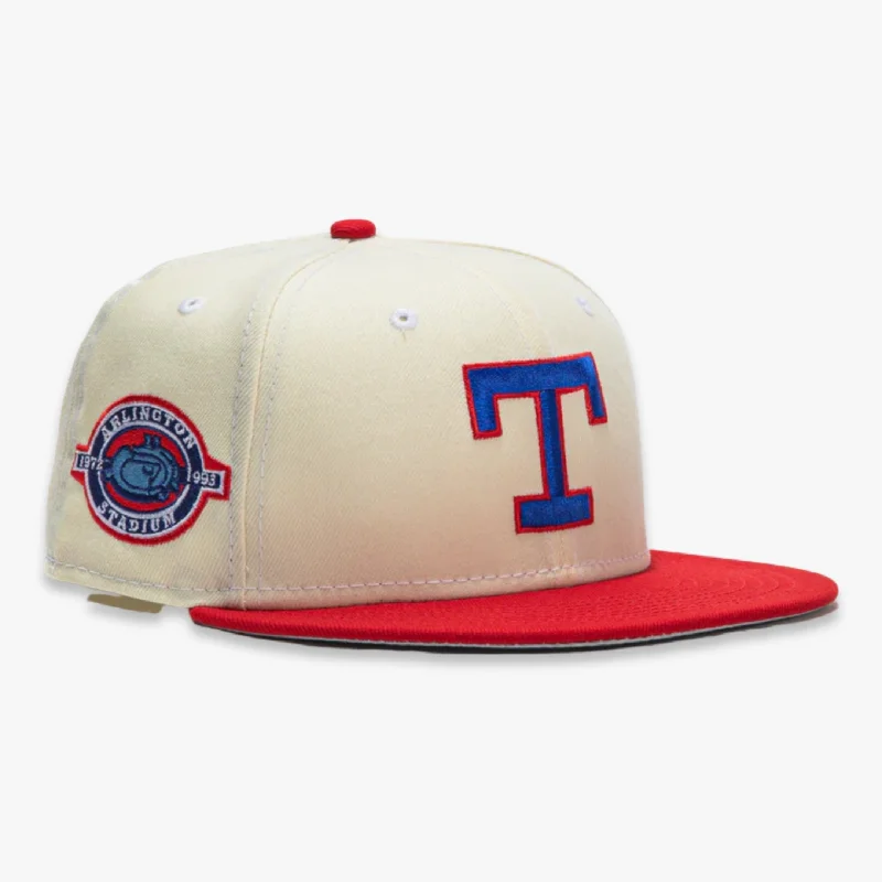 Waterproof sports cap for wet training runs -New Era x MLB White Dome 'Texas Rangers Arlington Stadium' 59Fifty Patch Fitted Hat (Hat Club Exclusive)