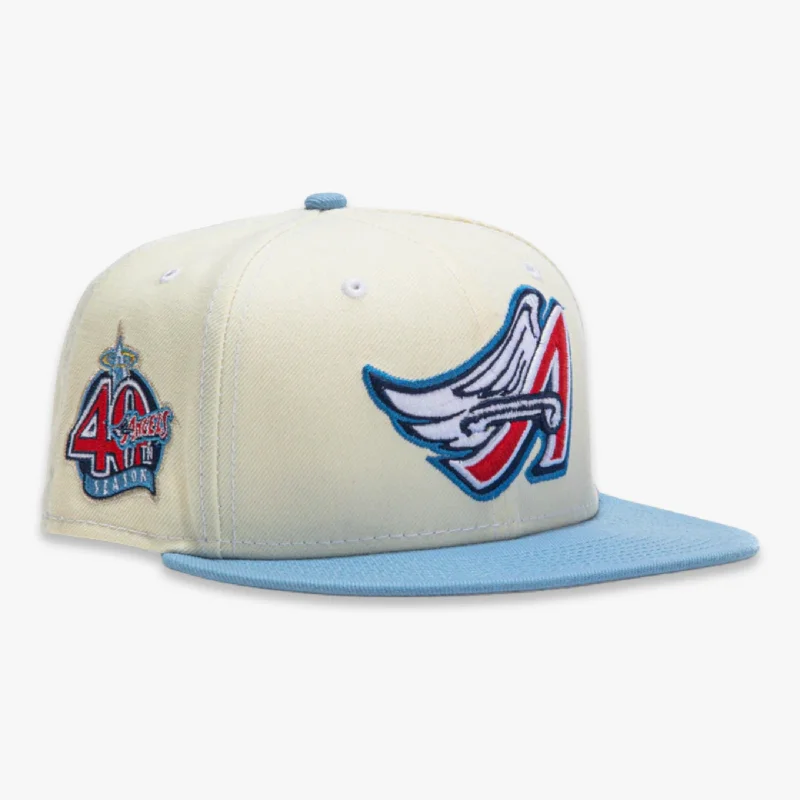 Leather trucker cap for edgy rugged appeal -New Era x MLB White Dome 'Los Angeles Angels 40th Anniversary' 59Fifty Patch Fitted Hat (Hat Club Exclusive)