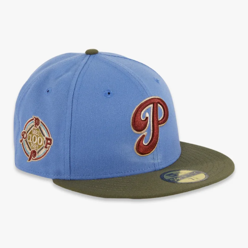 Embroidered cap with personalized name design -New Era x MLB Great Outdoors 'Philadelphia Phillies 100th Anniversary' 59Fifty Patch Fitted Hat (Hat Club Exclusive)