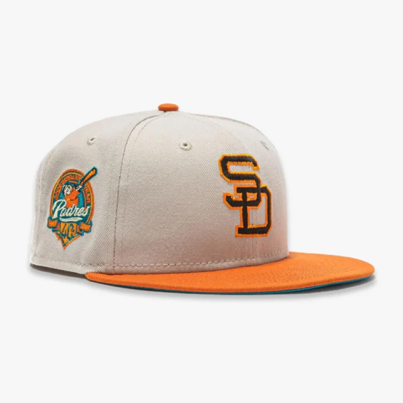 Warm wool cap for cold weather days -New Era x MLB Beer Pack 'San Diego Padres 40th Anniversary' 59Fifty Patch Fitted Hat (Hat Club Exclusive)