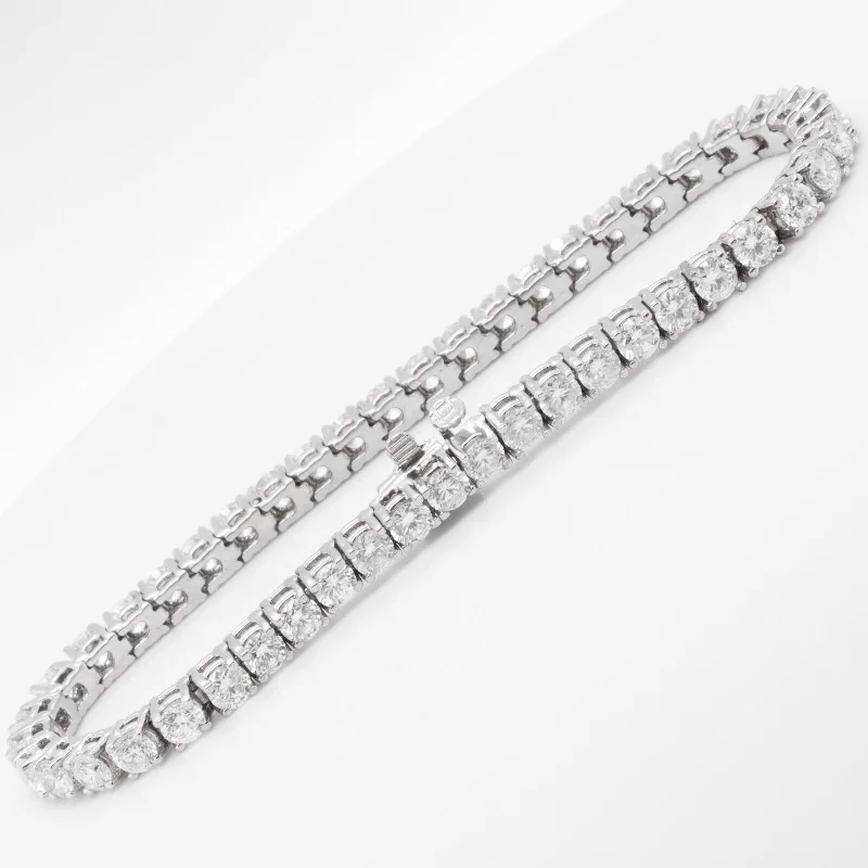 Bangles with engraved floral patterns for elegance -14k White Gold Diamond 47 Stone Tennis Bracelet 7.10ctw G-H SI1 7.00"