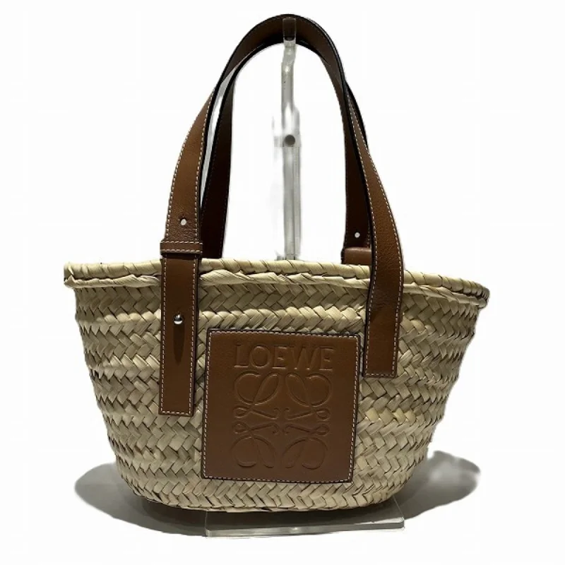 Handle bags with padded straps for comfort -Loewe   Raffia Leather Basket Tote Bag (Pre-Owned)