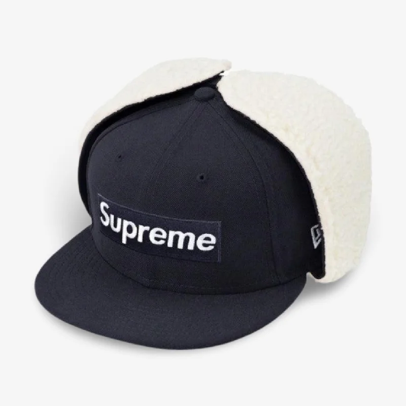 Canvas dad cap for rugged daily style -Supreme x New Era Earflap Fitted Hat 'Box Logo' Navy (FW21)