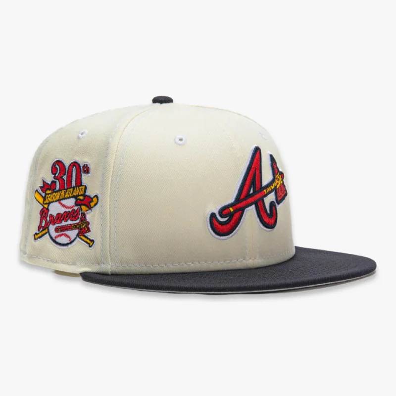 Wool trucker cap for warm stylish wear -New Era x MLB White Dome 'Atlanta Braves 30th Anniversary' 59Fifty Patch Fitted Hat (Hat Club Exclusive)