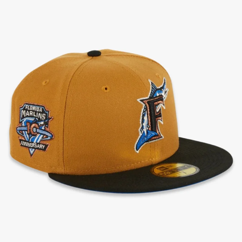 Sports team cap for game day support -New Era x MLB Ancient Egypt 'Miami Marlins 10th Anniversary' 59Fifty Patch Fitted Hat (Hat Club Exclusive)