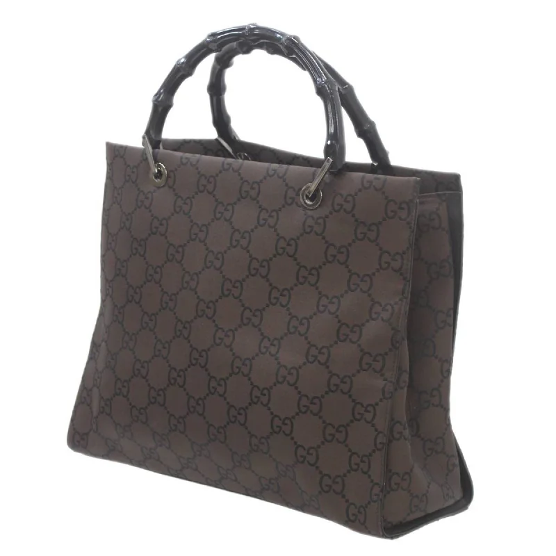 Handle bags with neutral tones for versatility -Gucci  Canvas Leather Tote Bag (Pre-Owned)