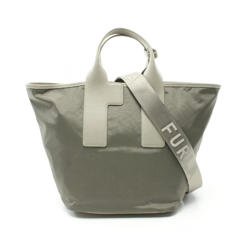 Handle bags with camouflage patterns for edge -Furla   Leather Nylon Canvas Tote Bag