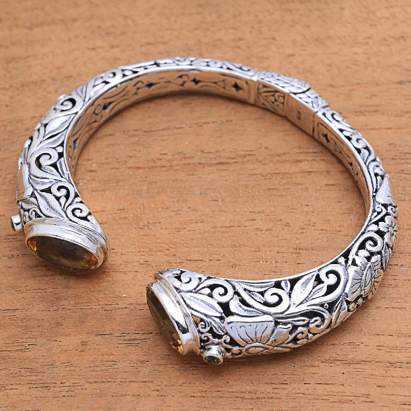 Bangles with vintage oxidized silver for charm -Butterfly Palace Sterling Silver Bracelet