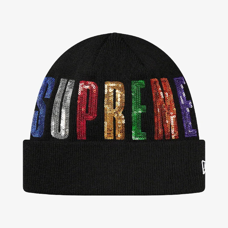 Fitted dad cap for relaxed snug wear -Supreme x New Era Beanie 'Sequin' Black (FW20)