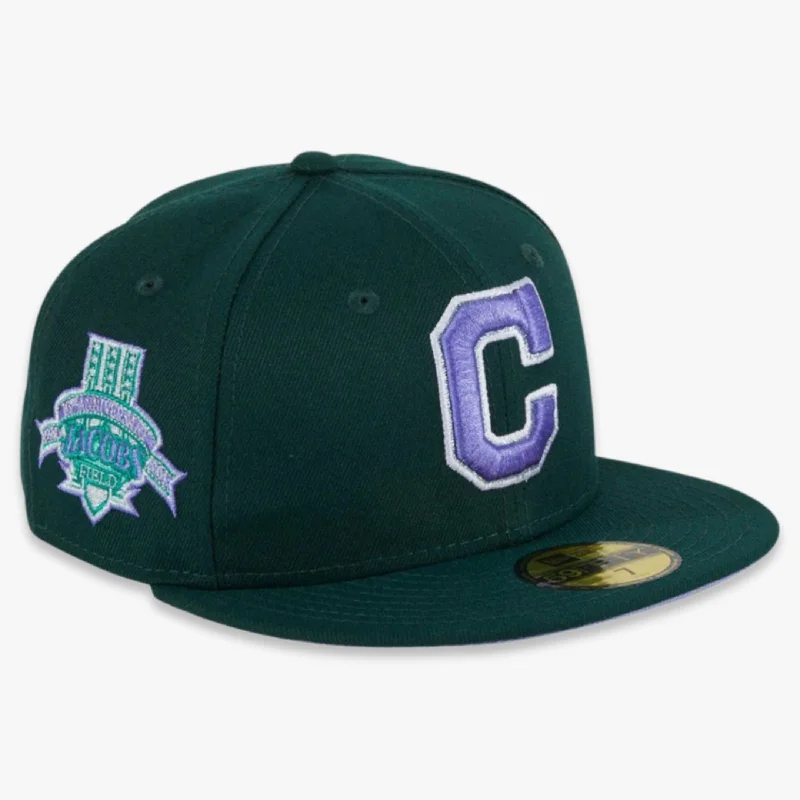 Trucker cap with retro patch design -New Era x MLB Lavender Fields 'Cleveland Indians Jacobs Field' 59Fifty Patch Fitted Hat (Hat Club Exclusive)