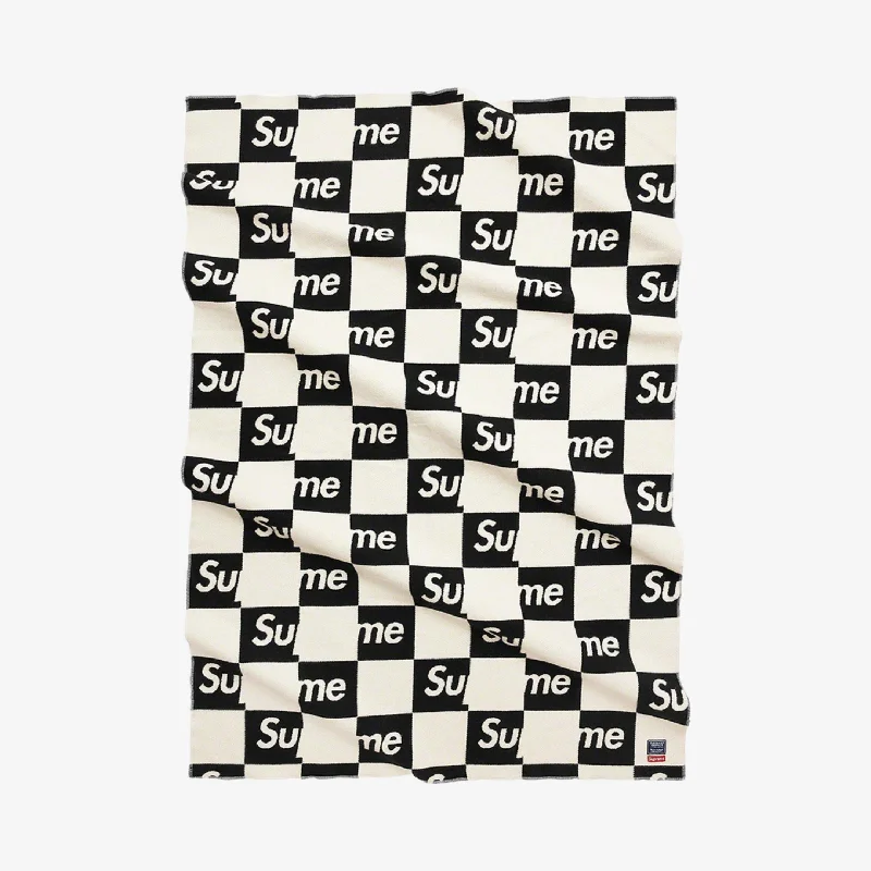 Camouflage dad cap for subtle outdoor blend -Supreme x Faribault Mill Co. Woolen Throw 'Checkerboard' Black (FW21)