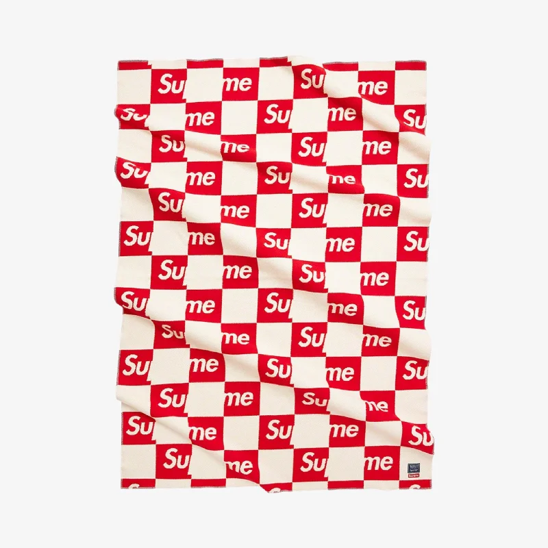 Lightweight cap with quick-dry fabric finish -Supreme x Faribault Mill Co. Woolen Throw 'Checkerboard' Red (FW21)