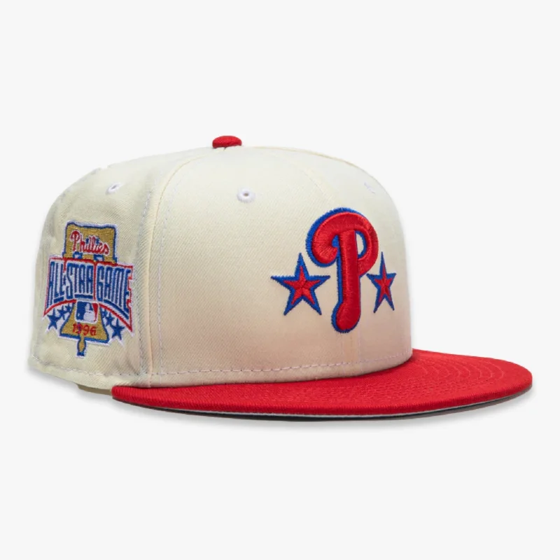 Lightweight cap for easy travel packing -New Era x MLB White Dome 'Philadelphia Phillies 1996 All-Star Game' 59Fifty Patch Fitted Hat (Hat Club Exclusive)