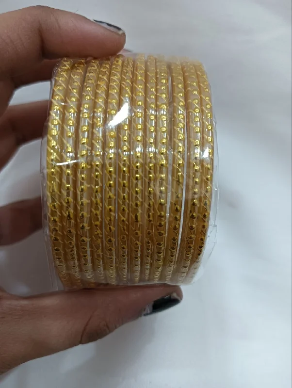 Bangles with vintage oxidized silver for charm -Alluring Lovely Yellow Color Checked Design Glass Bangles For Women