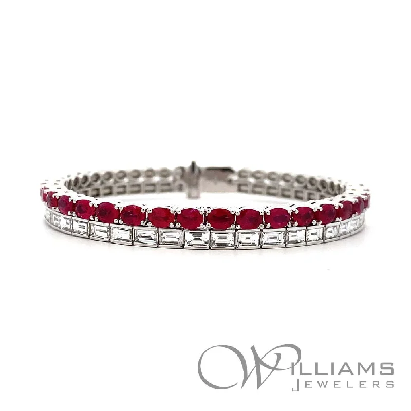 Bangles with chunky designs for statement wear -Williams Signature Sterling & 18k Ruby Bracelet