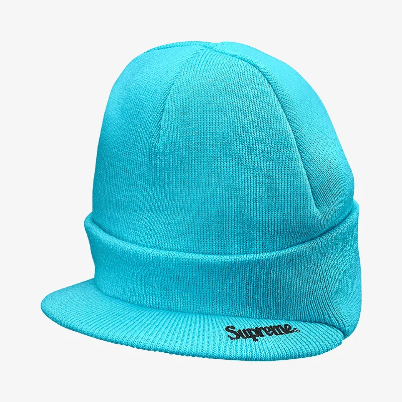 Premium cap with leather strap accent -Supreme x Timberland Beanie 'Radar' Blue (FW21)