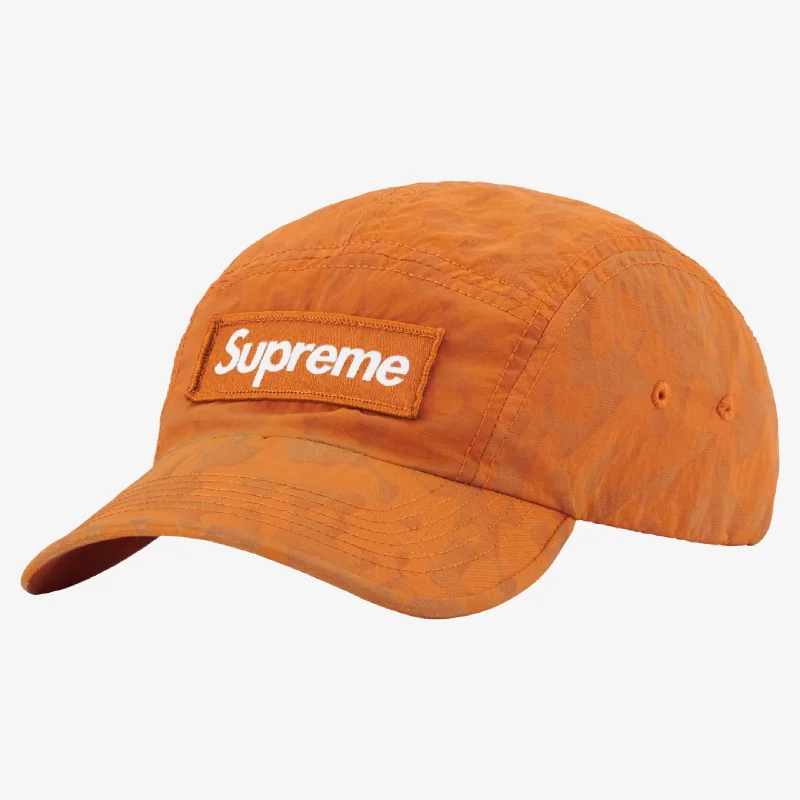 Breathable mesh cap for hot weather comfort -Supreme Nylon Camp Cap 'Overdyed Camo' Orange (SS23)