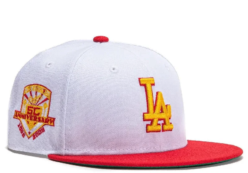 Embroidered logo cap for team spirit Pride -New Era x MLB Burger Pack 'Los Angeles Dodgers 50th Anniversary' 59Fifty Patch Fitted Hat (Hat Club Exclusive)