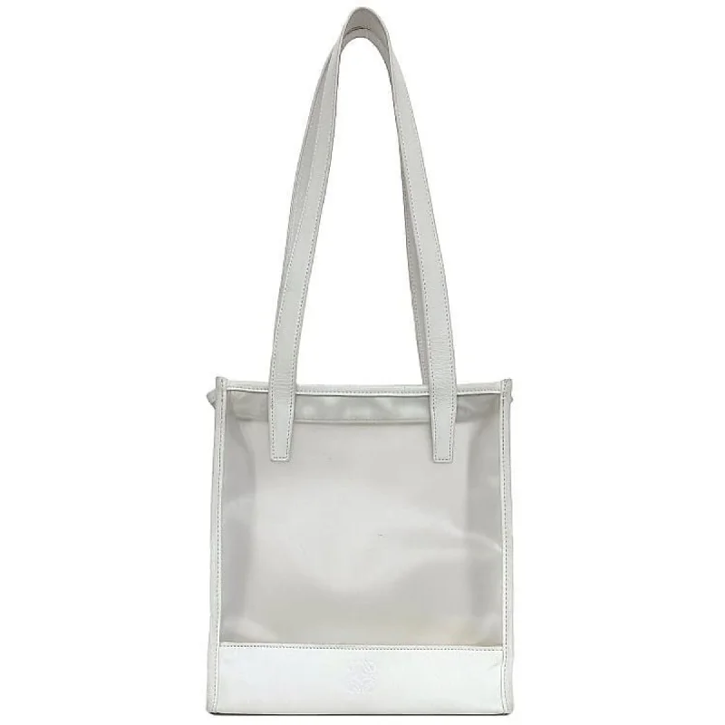 Handle bags with pastel colors for softness -Loewe Clear  Vinyl Leather Tote Bag (Pre-Owned)