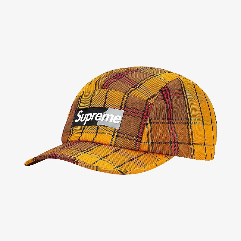 Neon trucker cap for high-visibility safety -Supreme x GORE-TEX Tech Camp Cap Gold Plaid (FW21)