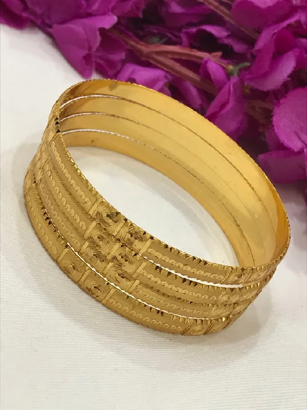 Bangles with bold hematite for metallic shine -Gorgeous Light Gold Plated Art Designed Bangles For Women