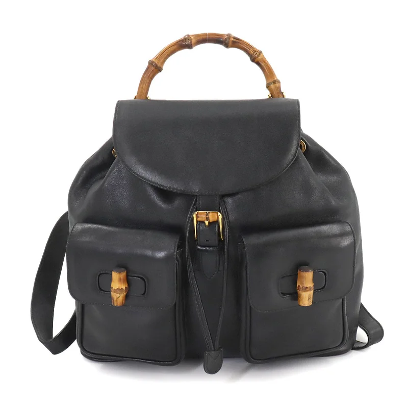 Handle bags with sturdy leather grip accents -Gucci  Leather Backpack (Pre-Owned)